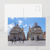 Twee kerken op Piazza del Popolo - Rome, Italië Briefkaart (Voorkant / Achterkant)
