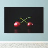 Twee kersen 60x40 (150x100cm) waccna canvas afdruk (Insitu (Houten vloer))