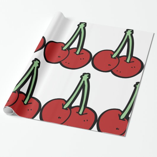 Twee kersen cadeaupapier (Uitgerold)