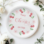 Twee kersen op Top Twins baby shower Papieren Bordje<br><div class="desc">Twee Kersen op Top Twins baby shower Papier Borden Overeenkomende items zijn beschikbaar.</div>