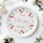 Twee kersen op Top Twins baby shower Papieren Bordje