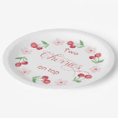 Twee kersen op Top Twins baby shower Papieren Bordje (Gekanteld)