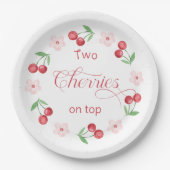 Twee kersen op Top Twins baby shower Papieren Bordje (Voorkant)