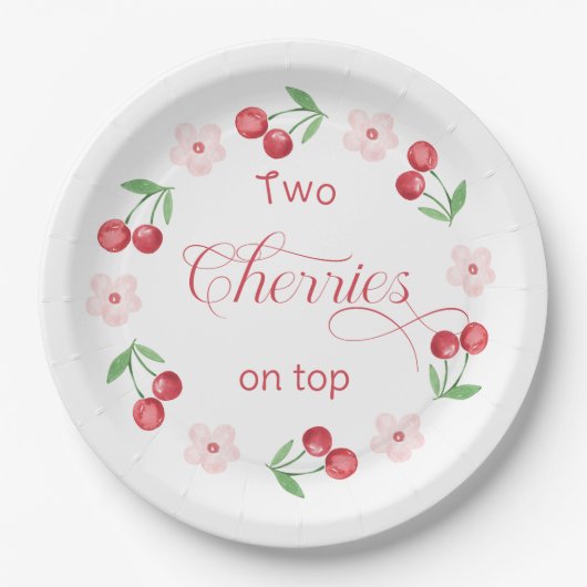 Twee kersen op Top Twins baby shower Papieren Bordje (Voorkant)