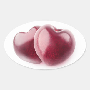 Twee kersen ovale sticker