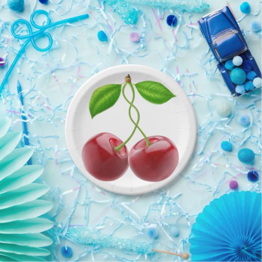 Twee kersen papieren bordje (Feest)