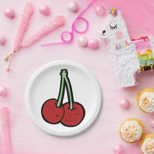 Twee kersen papieren bordje (Feest)