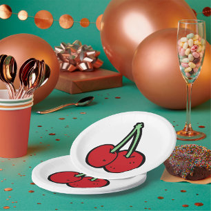 Twee kersen papieren bordje