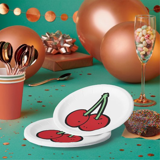 Twee kersen papieren bordje