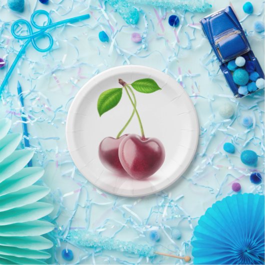 Twee kersen papieren bordje (Feest)