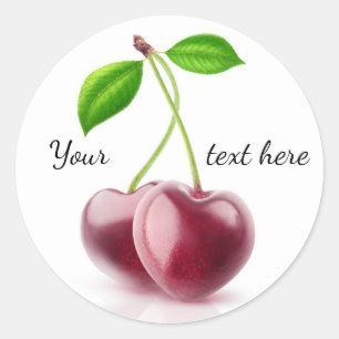 Twee kersen ronde sticker