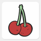 Twee kersen vierkante sticker (Voorkant)