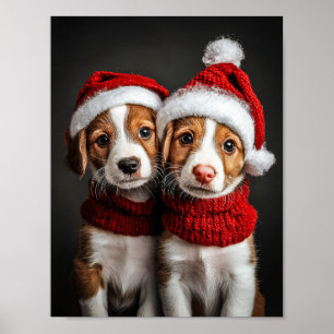 Twee kerst Puppies Poster