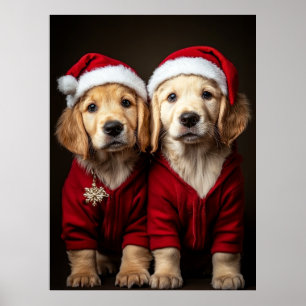 Twee kerst Puppies Poster