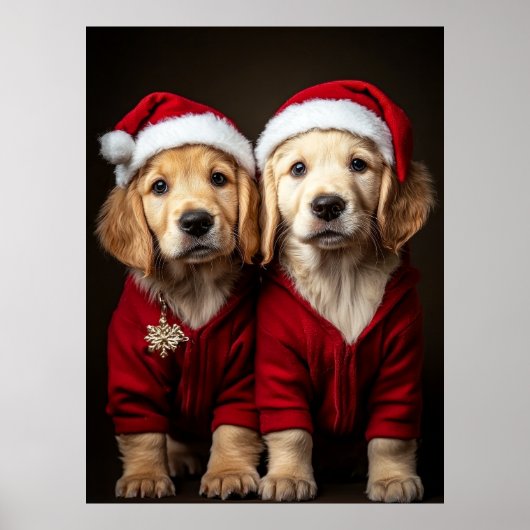 Twee kerst Puppies Poster (Voorkant)