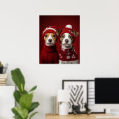 Twee kerst Puppies Poster (Thuiskantoor)