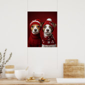 Twee kerst Puppies Poster (Keuken)