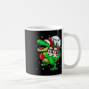 Twee kerst-Shih Tzus die op T-rex rendierliefhebbe Koffiemok