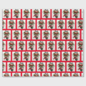 Twee kerstachvogels en Ornamenten Cadeaupapier (Vlak)