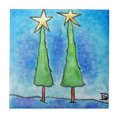 Twee kerstbomen tegeltje (Voorkant)