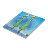 Twee kerstbomen tegeltje (Zijkant)