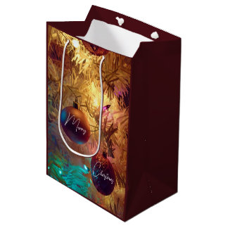 Twee Kerstboom Ornamenten Gift Bag Medium Cadeauzakje