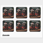 Twee kerstboompjes vierkante sticker (Vel)