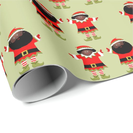 Twee Kerstelfjes Cadeau Cadeaupapier (Rol Hoek)