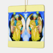 Twee kerstengelen keramisch ornament (Links)