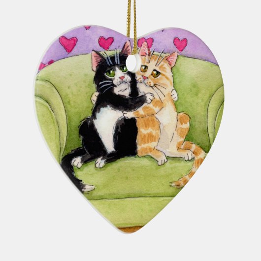 Twee kerstfeest- of Valentijn-versieringen Keramisch Ornament (Rechts)