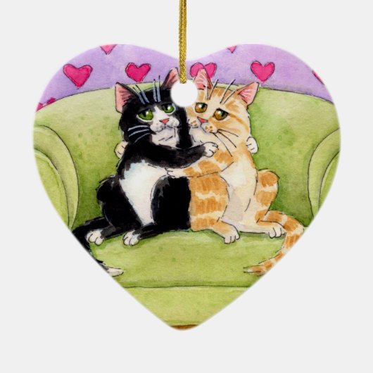 Twee kerstfeest- of Valentijn-versieringen Keramisch Ornament (Achterkant)