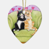 Twee kerstfeest- of Valentijn-versieringen Keramisch Ornament (Links)