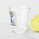 Twee kerstfeestrendieren met sneeuwvlokken shot glas (Rechts)