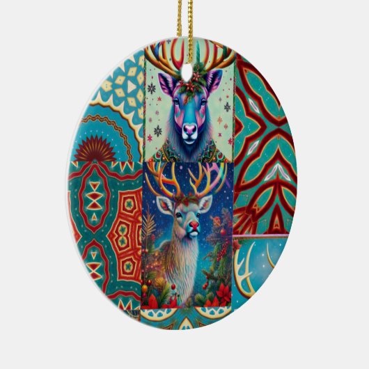 TWEE KERSTHERTEN KERAMISCH ORNAMENT (Rechts)