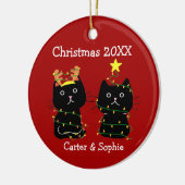 Twee kerstlampjes met kerstverlichting Aangepaste  Keramisch Ornament (Links)