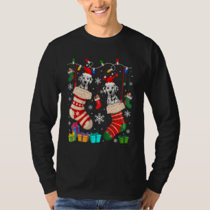 Twee Kerstman Dalmatische Honden In Kerstsokken Ho T-shirt