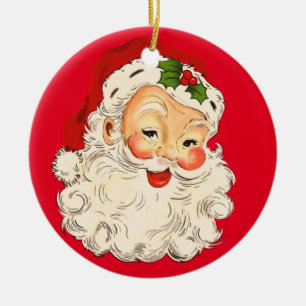 Twee kerstmannen glimlachen gezicht keramisch ornament