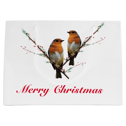 Twee kerstRobins Groot Cadeauzakje (Voorkant)