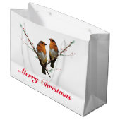 Twee kerstRobins Groot Cadeauzakje (Voorkant Gekanteld)