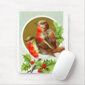 Twee kerstrobins muismat (Met muis)