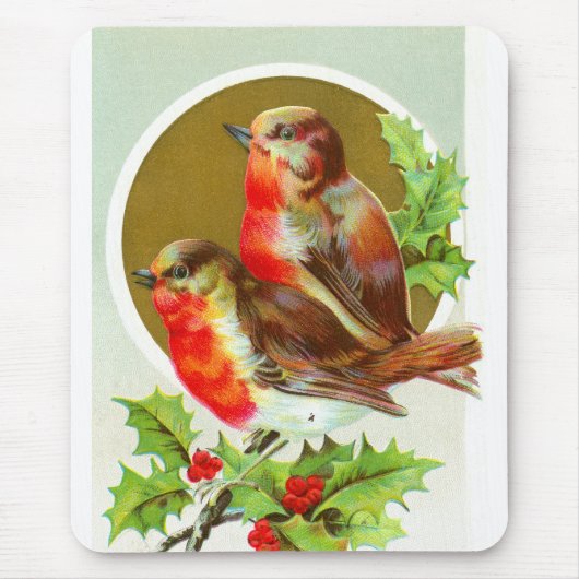 Twee kerstrobins muismat (Voorkant)