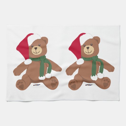 Twee kerstteeddy Bears Theedoek (Horizontaal)