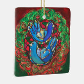 Twee kerstversiering met schildpad keramisch ornament (Rechts)