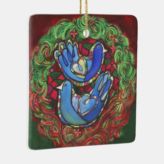 Twee kerstversiering met schildpad keramisch ornament (Rechts)