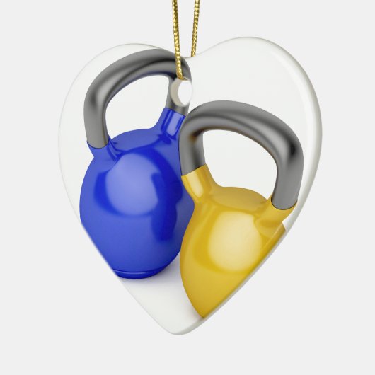 Twee kettlebels keramisch ornament (Links)