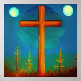 Twee Keuzenkruis in een tuin in het Poster van Nac