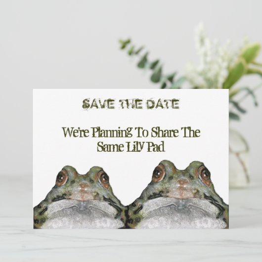 Twee kikkers: Save the date: Huwelijk: Kunst Save The Date (Staand voorkant)