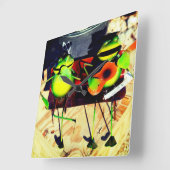 Twee kikkers spelen banjo vierkante klok (Hoek)