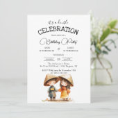 Twee Kinder Oosterse Oost-Azië Dubbele Verjaardag  Kaart (Staand voorkant)