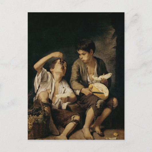 Twee Kinderen die een Meloen en Druiven, 1645-46 Briefkaart (Voorkant)